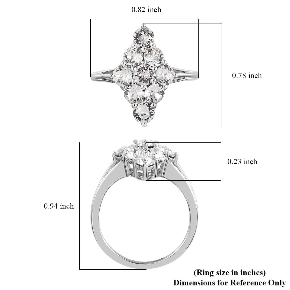 Shop LC White Crystal Round 925 Sterling Silver Platinum Plated Cluster Ring for Women Jewelry Size 9 Birthday Gifts for Women