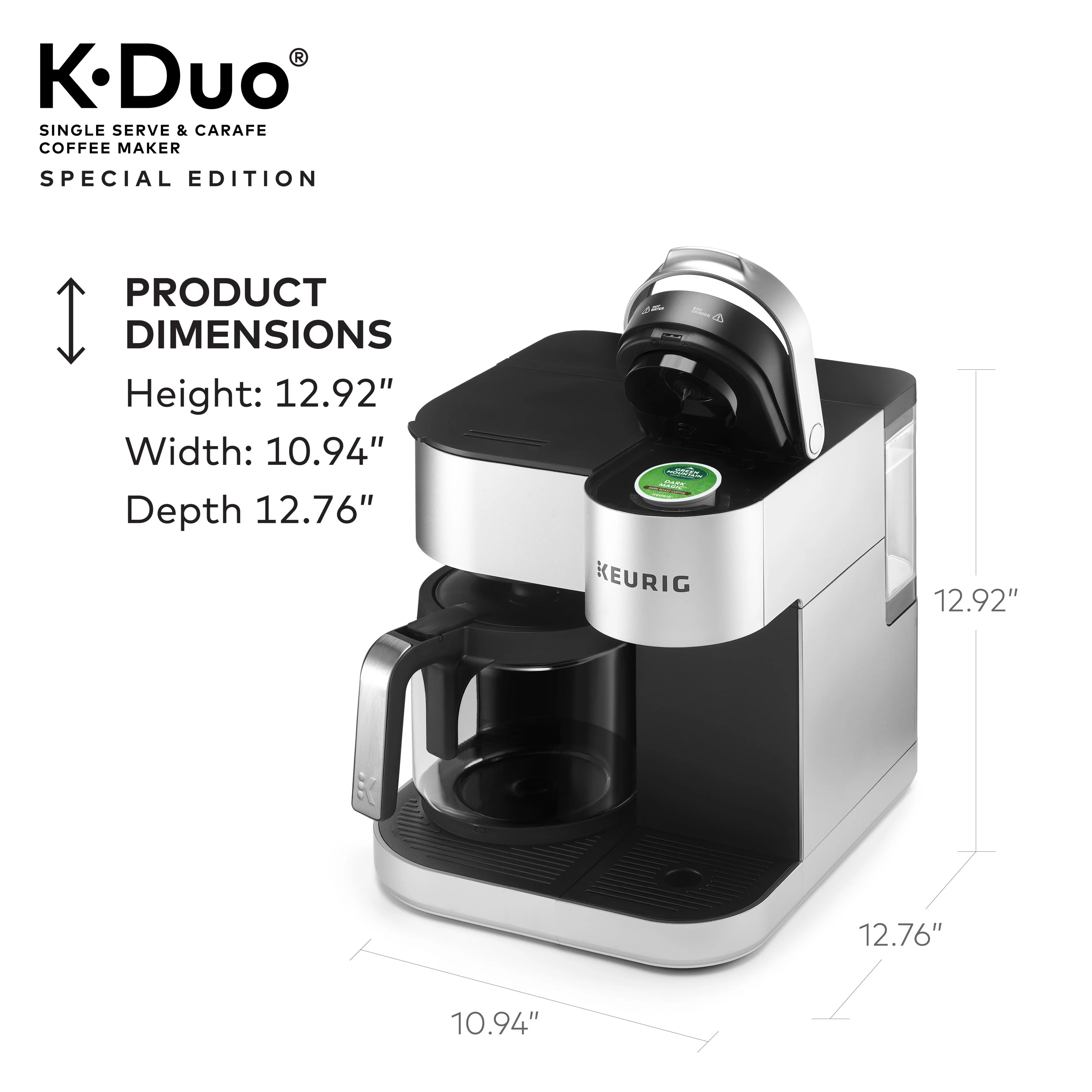 Keurig® K-Duo Special Edition Single Serve K-Cup Pod & Carafe Coffee Maker, Silver