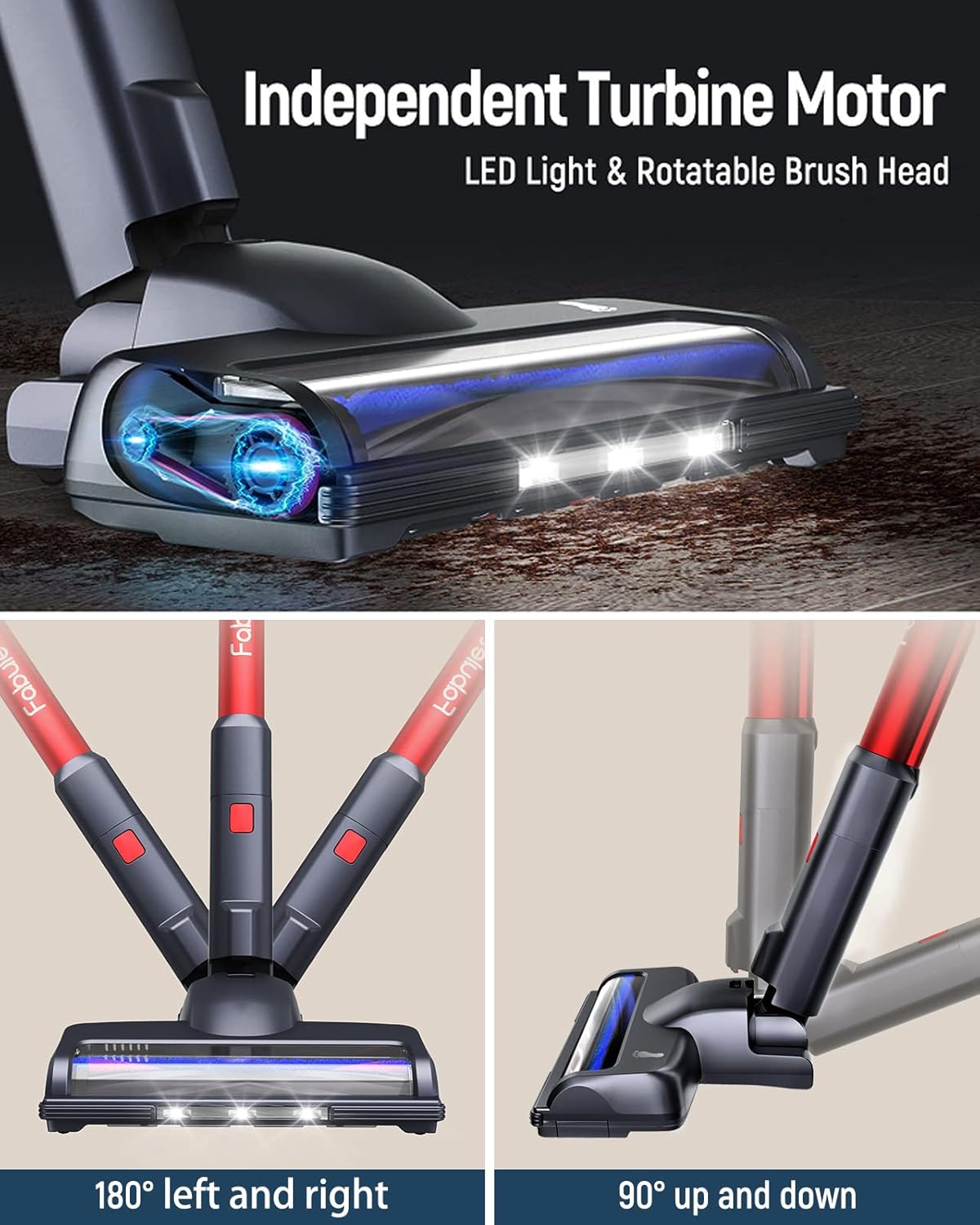 Fabuletta 10-in-1 Cordless Vacuum Cleaner - 24Kpa 250W Brushless Motor Stick Vacuum, Up to 45 Mins Max Runtime Detachable, Led Display, Lightweight Vacuum for Carpet Hard Floor Pet Hair