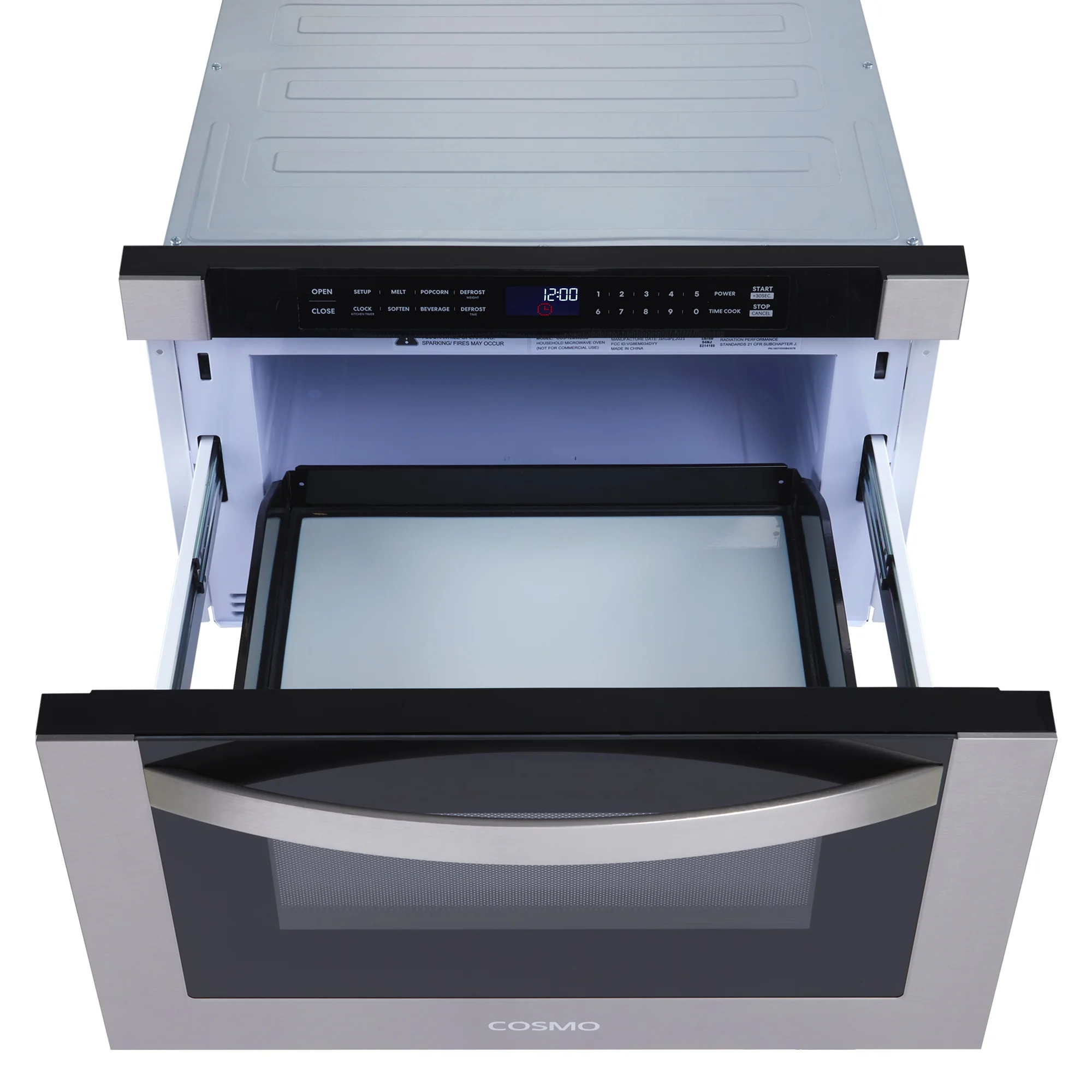 Cosmo 5 Piece Kitchen Appliance Package With 30" Electric Cooktop 30" Wall Mount Range Hood 24" Single Electric Wall Oven 30" Over-The-Range Microwave & French Door Refrigerator