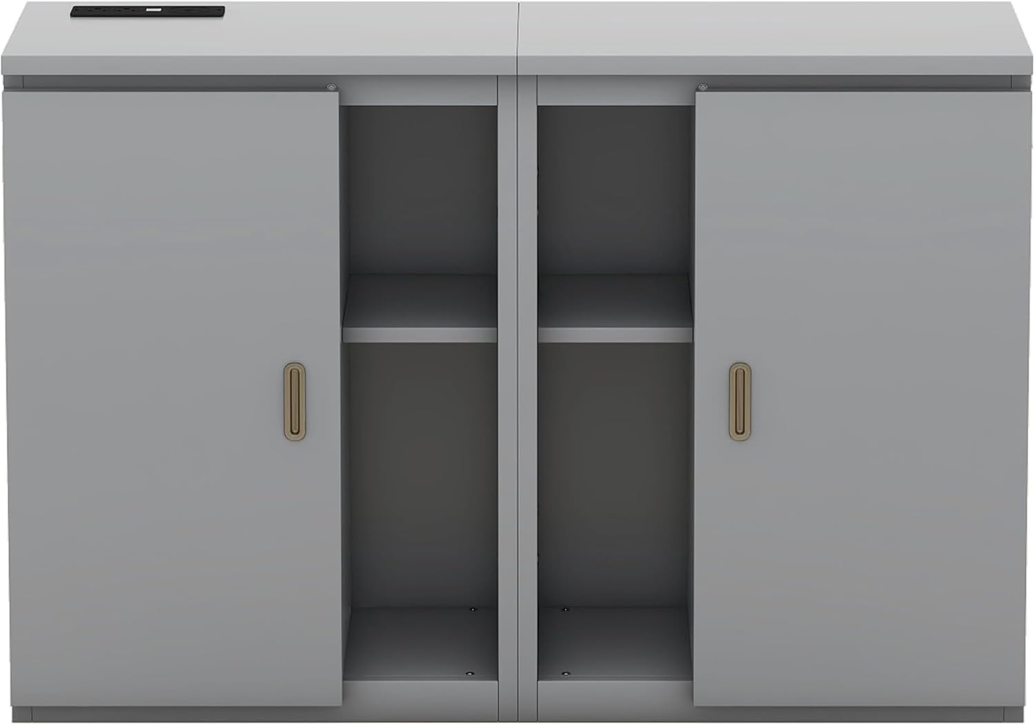 Queen Size Murphy Bed with Shelves, Cabinets and USB Ports, Can Change Into Cabinet, Save Space Design, for Bedroom, Apartments (Gray/Queen Size Murphy Bed-00B)