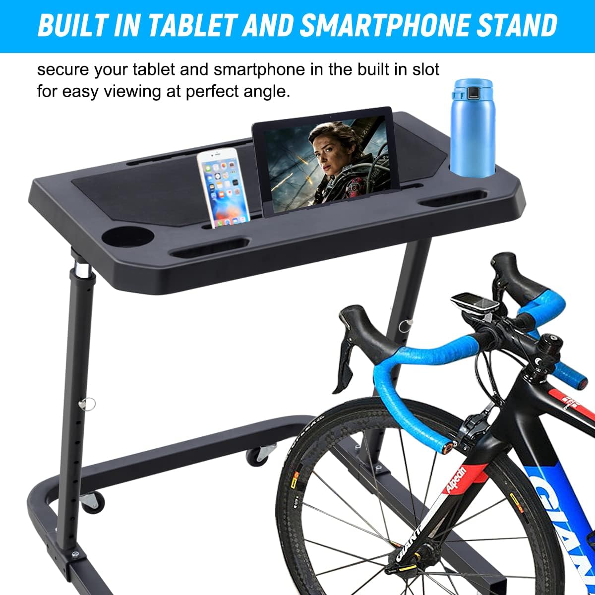 Racketon Large Panel Height Adjustable Bike Trainer Desk Portable Workstation Standing Desk Indoor Cycling Fitness Desk