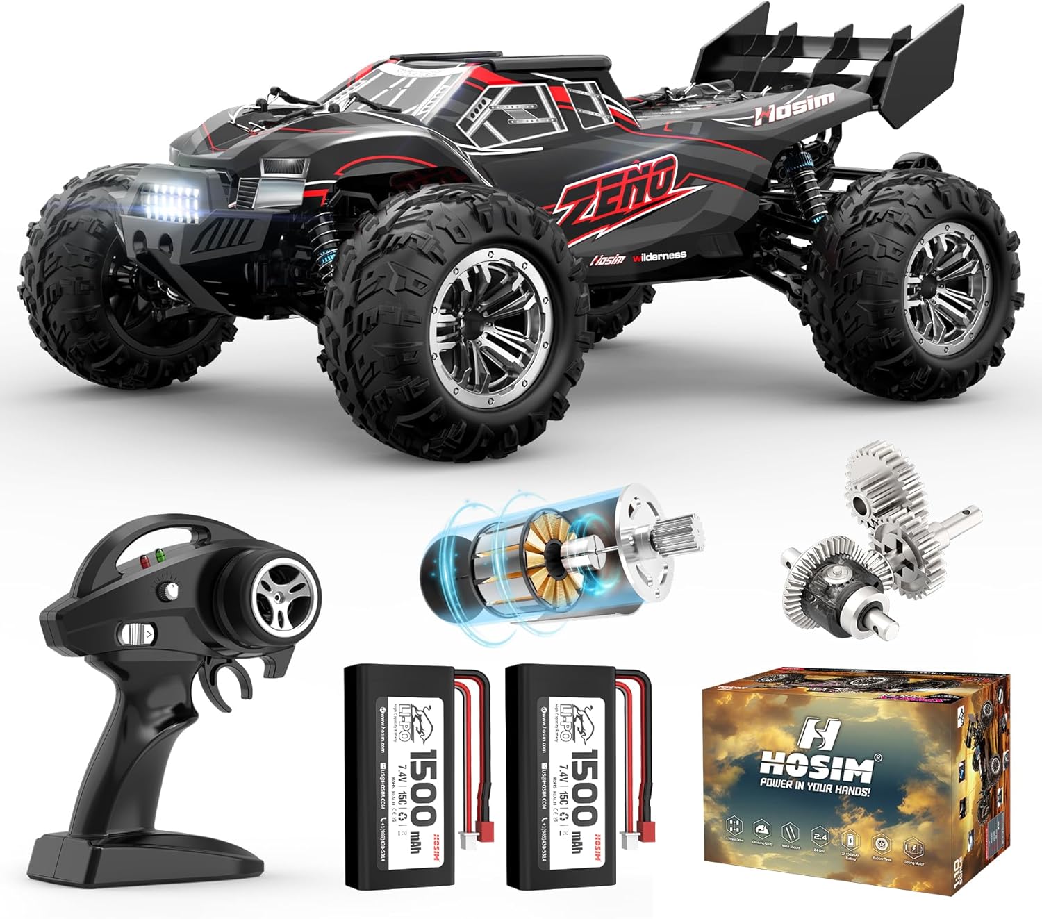 Hosim 1:10 Scale RC Cars 48+ KMH Remote Control Car for Boys & 1:10 High Speed RC Truck for Adults