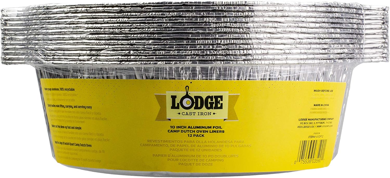 Lodge Tall Boy Tripod with 6 Quart Camp Dutch Oven and 12-Pack Aluminum Foil Dutch Oven Liners