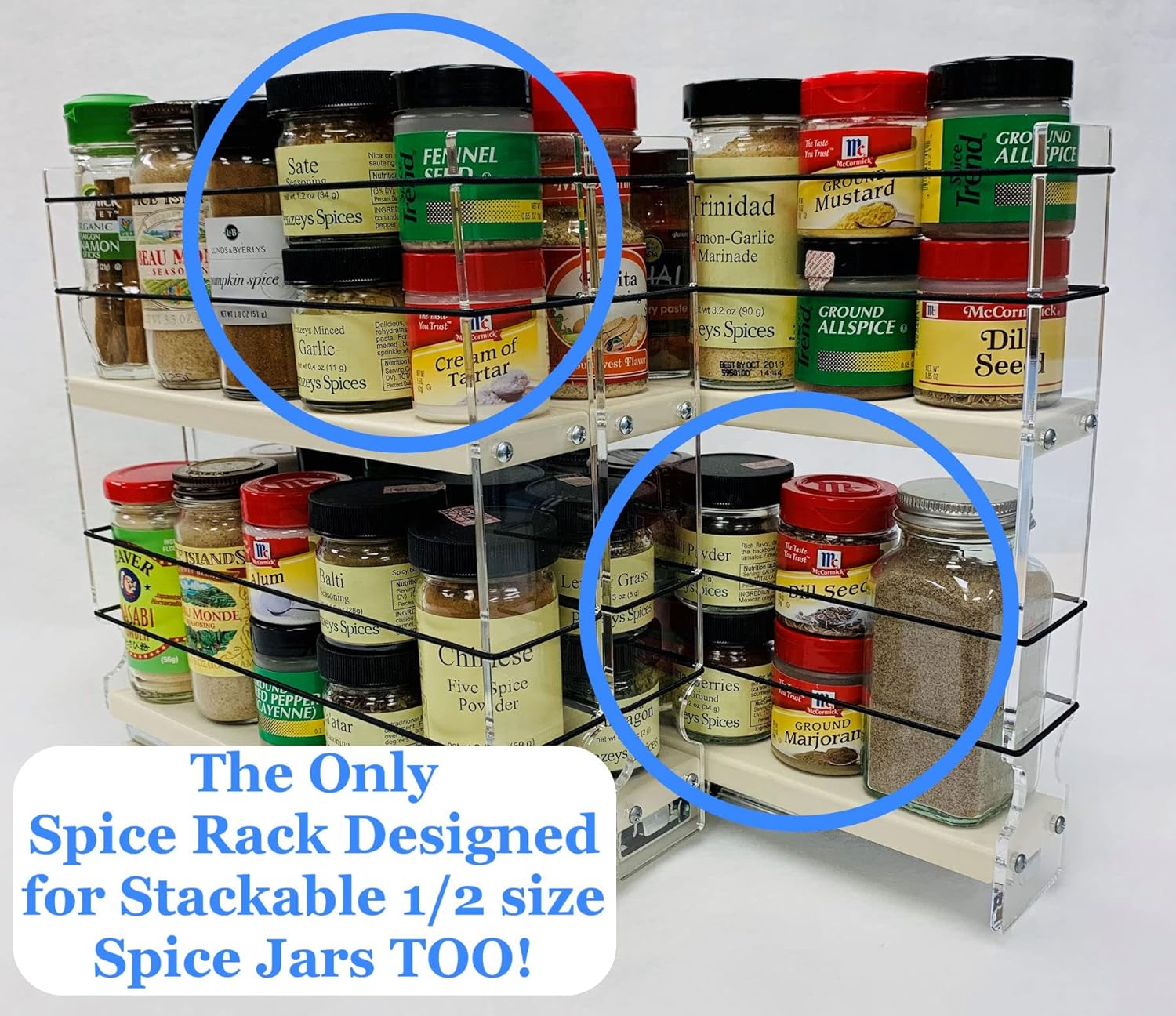 Vertical Spice - 222x2x11 DC - Spice Rack - Cabinet Mounted- 3 Drawers - 30 Capacity - Best In Class - Size: 6.9 Width x 10.75 Height x 10.6 Depth - Made In USA