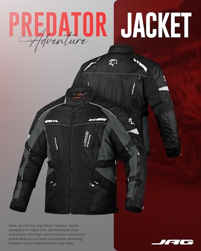 JAG Touring Motorcycle Jacket for Men, Dual Sports Water Resistant Adventure Riding Jacket with Cordura Fabric & CE Armor