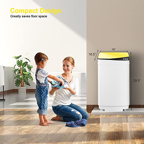 COSTWAY Full-Automatic Washing Machine, 7.7lbs Capacity Compact Laundry Washer and Spin Combo with 6 Programs, Built-in Barrel Light, Portable Washing Machine for Apartments Camping RVs Dorm