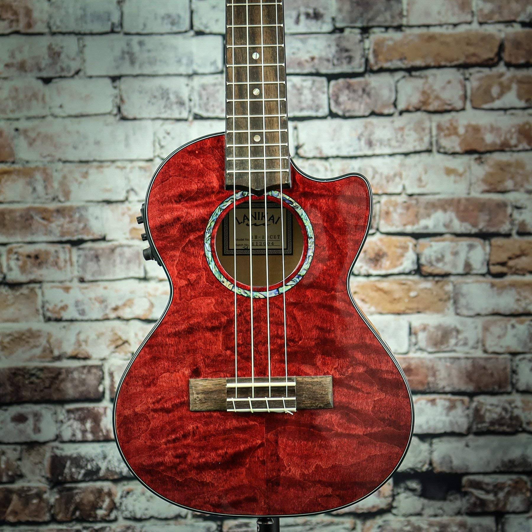 Lanikai Quilted Maple Red Stain Tenor Ukulele, Brown