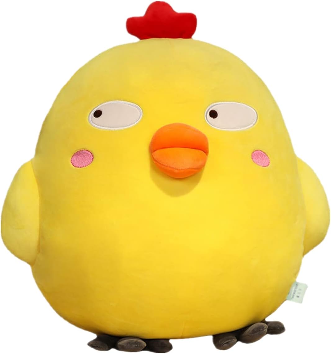 Chubby Yellow Chicken Stuffed Plush, Yellow Chicken Stuffed Plush Toy, Yellow Chicken Plushie Toy Gift for Kids Children, Car Home Office Decoration (Squinting-19.68'')