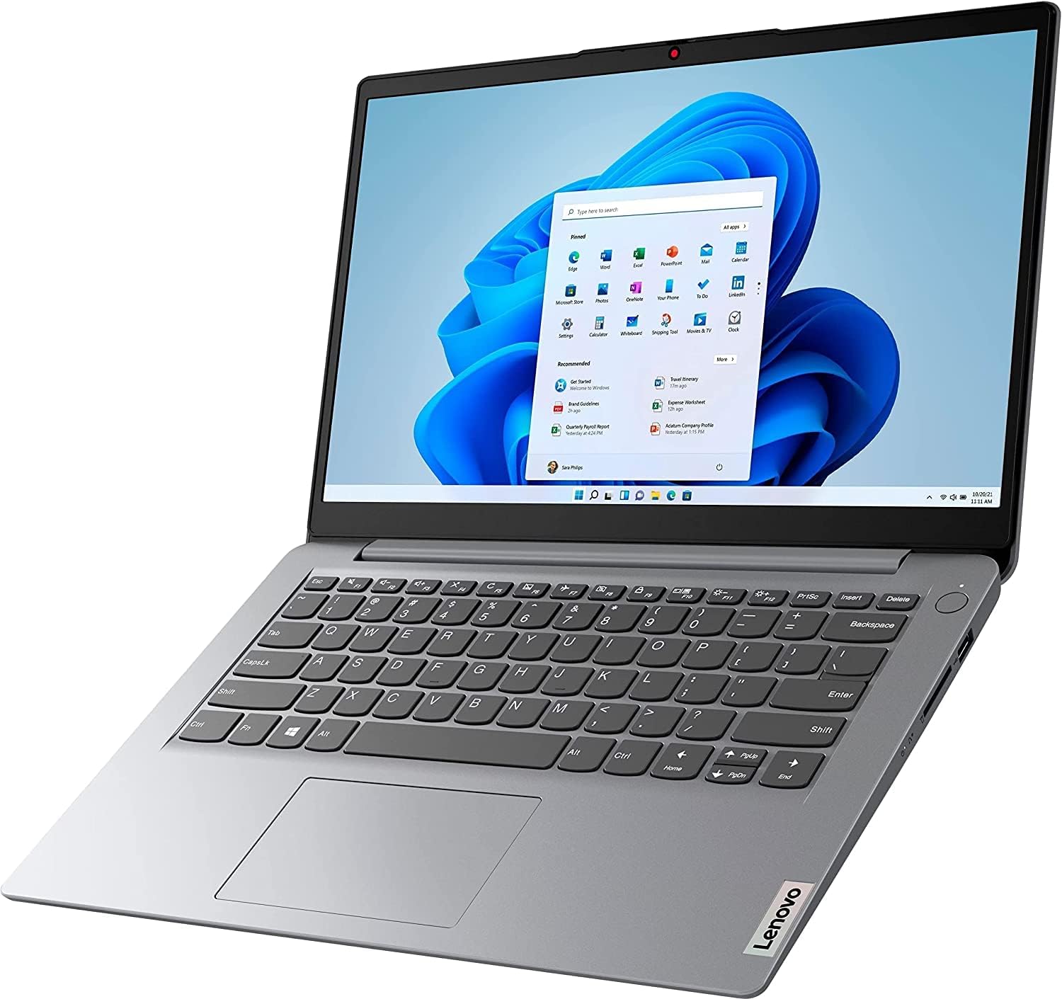 Lenovo Ideapad 1i Laptop (14" HD Anti-glare, Intel Celeron N4020, 4GB RAM, 128GB Storage (64GB eMMC + 64GB SD Card)) School, Kids & Education Laptop, Webcam, Wi-Fi 6, Type-C, Win 11 Home in S, Grey