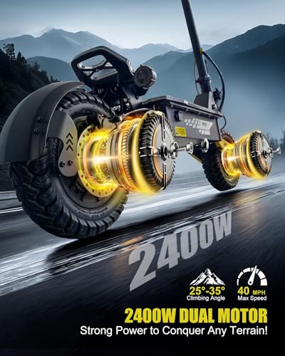 Electric Scooter for Adults, 1200W/2400W Off Road Motor Fast E Scooter, Up to 31/40 MPH Top Speed & 20/43 Miles Long Range, 11" Off-Road Tires, 330lbs MAX Load, Foldable