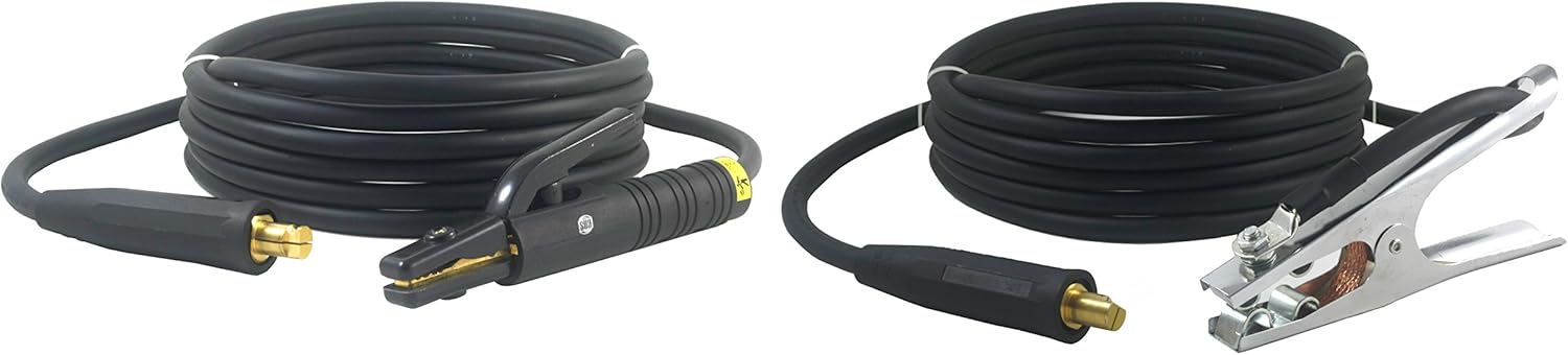 200 Amp Welding Leads Assembly Set - Dinse 10-25 Connector - #2 AWG cable (15 FEET EACH LEAD)