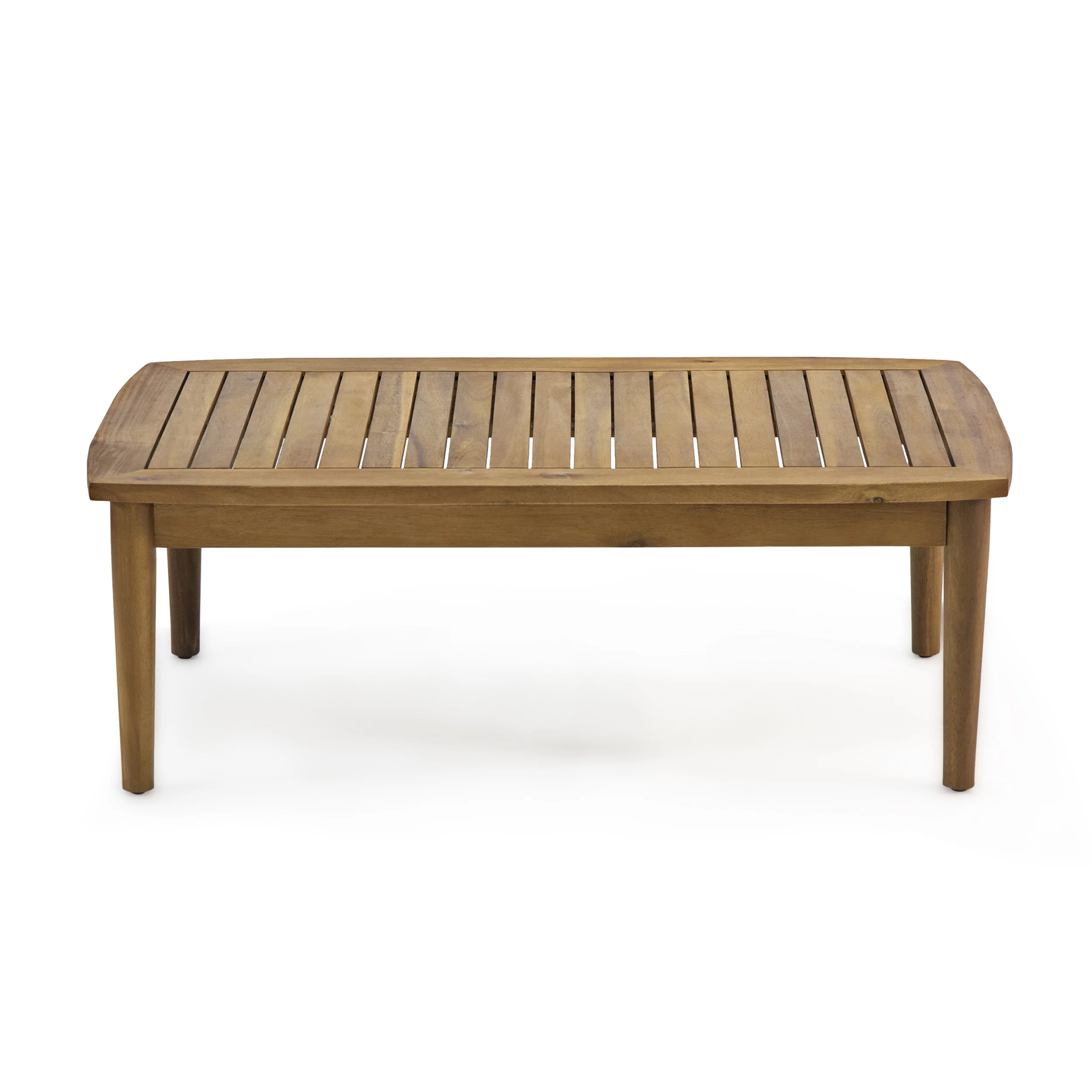 Greta Outdoor Acacia Wood Loveseat Set with Coffee Table, Teak, Beige