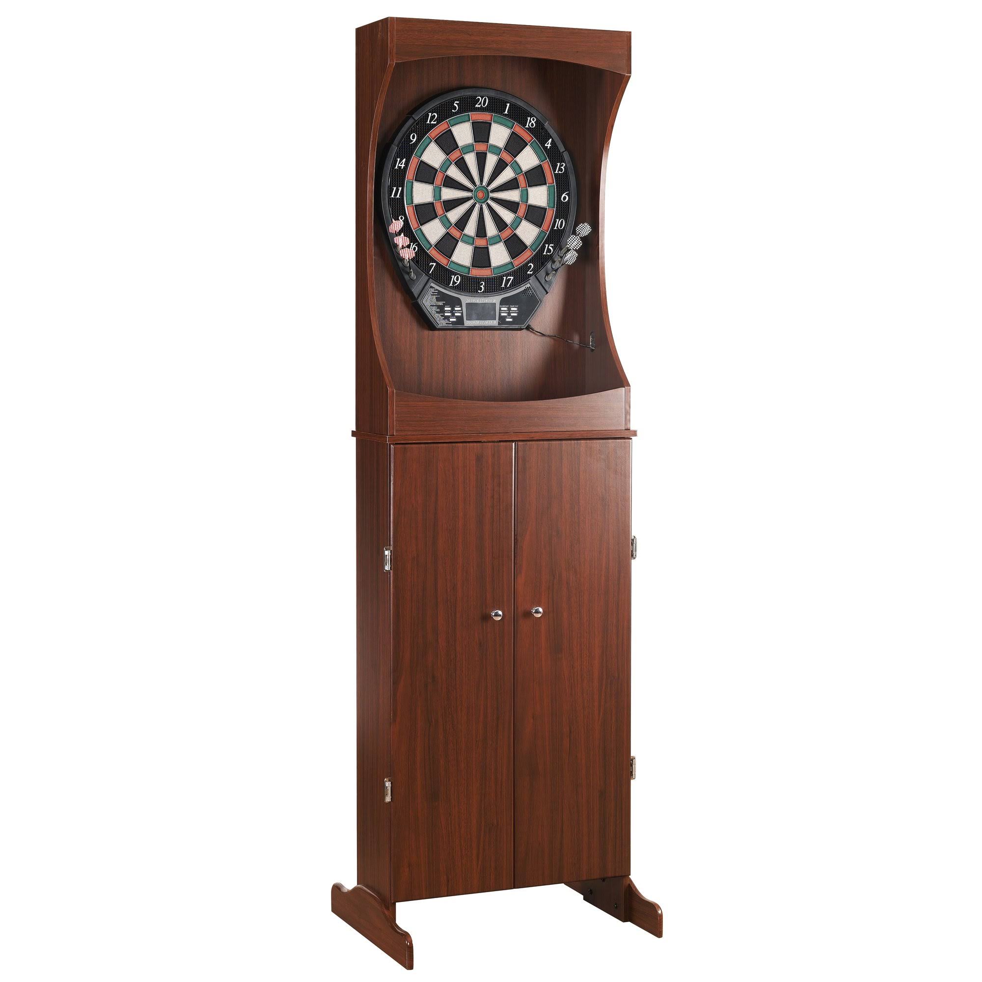 Hathaway Outlaw Free Standing Dartboard u0026 Cabinet Set - Cherry Finish