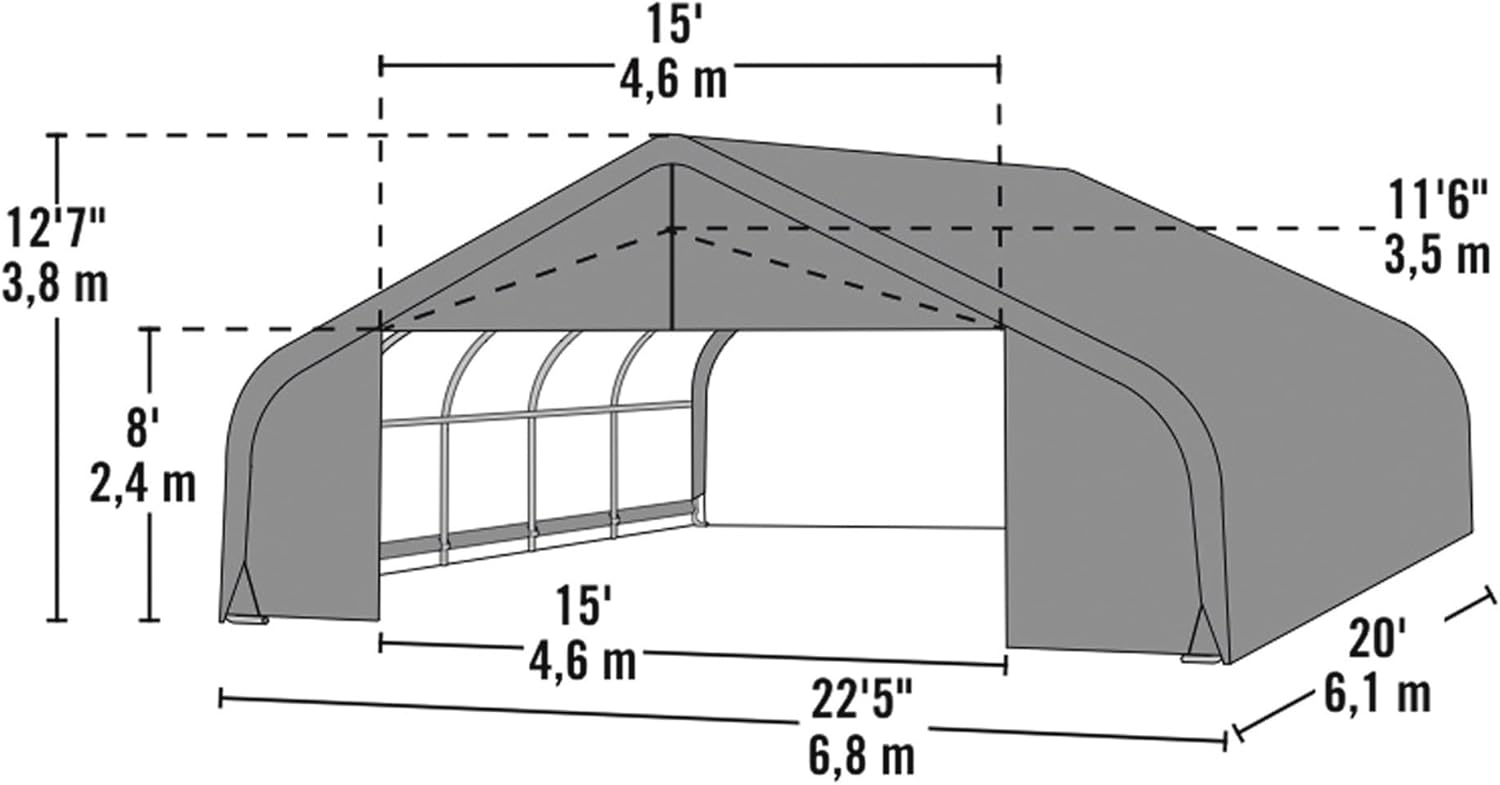 ShelterLogic 22Ft.W Peak Style Instant Garage - 20ft.L x 22ft.W x 13ft.H, Model Number 82043