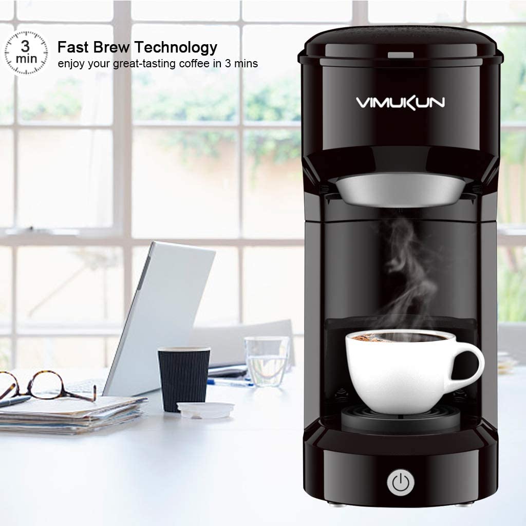 Single Serve Coffee Maker Coffee Brewer Compatible with K-Cup Single Cup Capsule with 6 to 14oz Reservoir, Mini Size (Black)