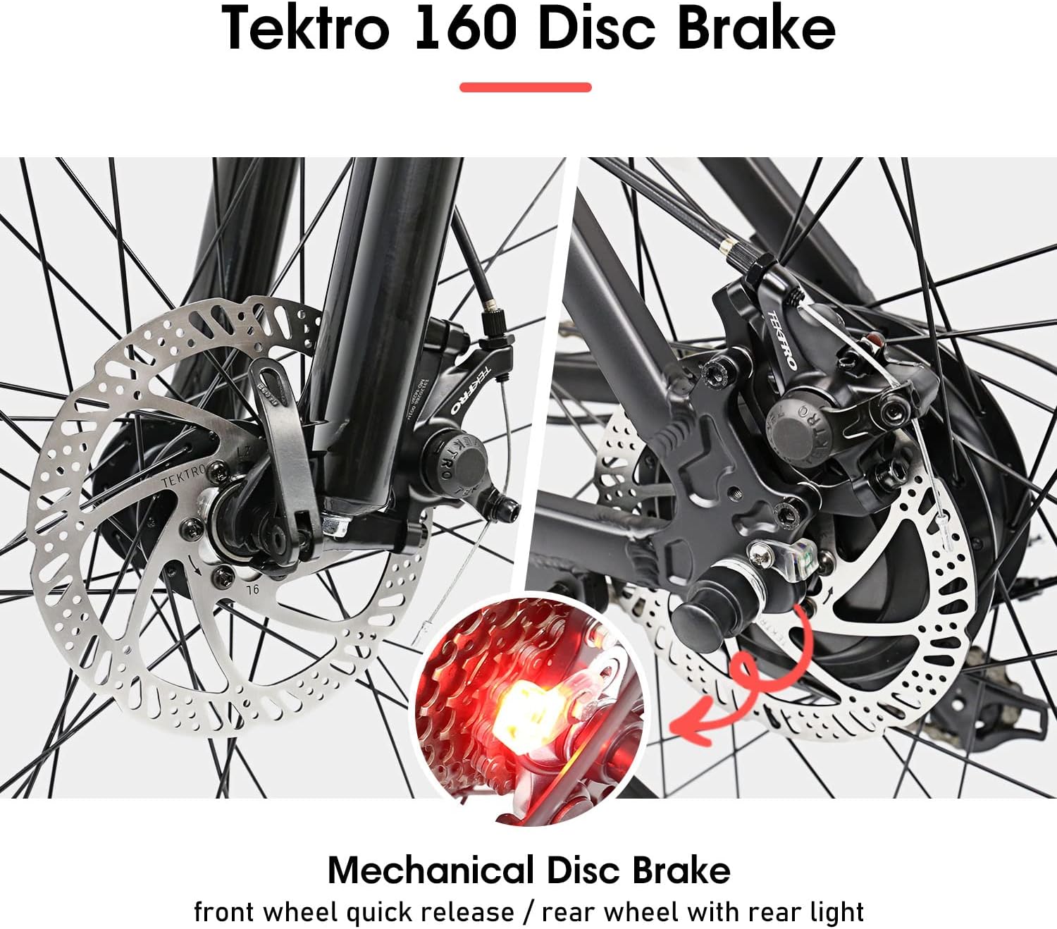 HOTEBIKE Electric Bike for Adults 500W Electric Mountain Bike with 48V 13AH Removable Battery 26" Electric Bicycle Ebike with 21 Speed LED Headlight Rear Light