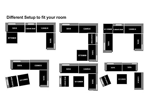 Stendmar L Shape U Shape Reversible Modern Microfiber Fabric Sectional Couch Sofa Set S150D (Black)