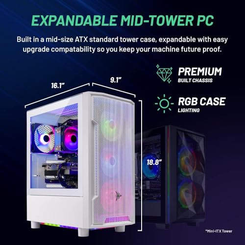 Skytech Gaming Blaze 3.0 Gaming PC Desktop - AMD Ryzen 5 3600 3.6GHz, 3060 12GB, 16GB DDR4 3200, 1TB SSd, 600W Gold PSU, Windows 10 Home 64-bit, AC WiFi, White