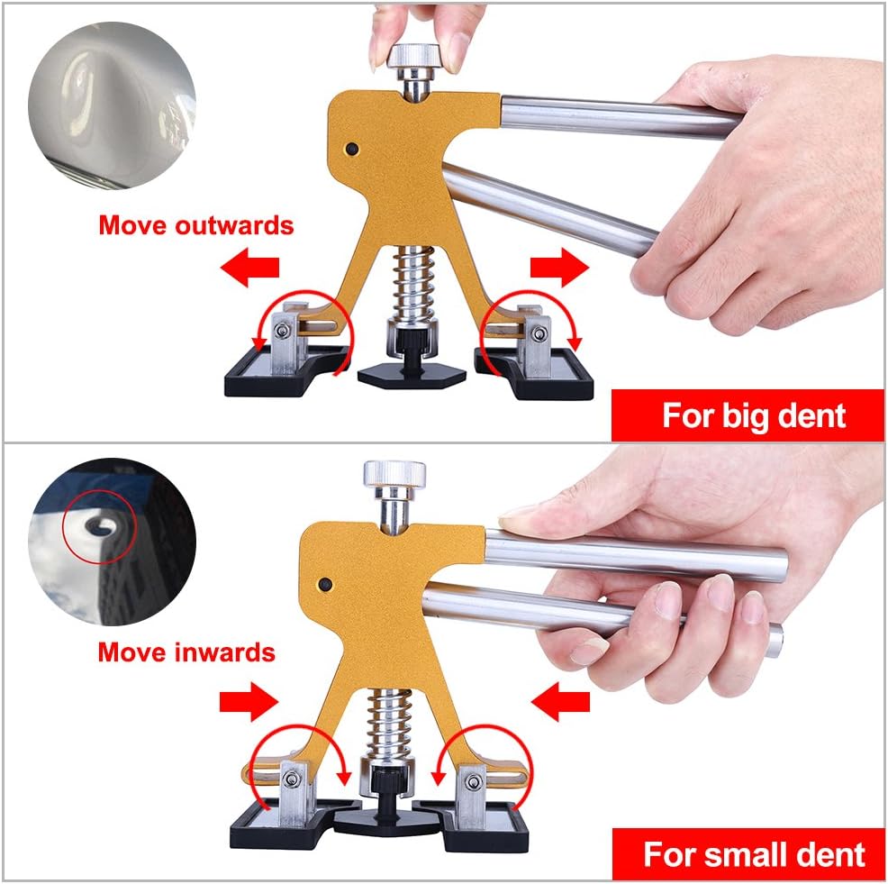 Gliston Auto Dent Puller Kit - Adjustable Golden Dent Remover Tools Paintless Dent Repair Kit Dent Lifter Puller for Car Large & Small Ding Hail Dent Removal