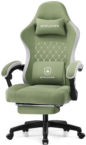 GTPLAYER Gaming Chair, Computer Office Chair with Pocket Spring Cushion, Linkage Armrests and Footrest, High Back Ergonomic Computer Chair with Lumbar Support Task Chair with Footrest