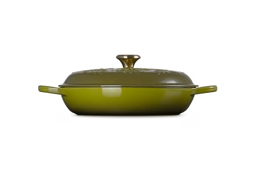 Le Creuset Olive Branch Collection Enameled Cast Iron Signature Braiser, 3.5 qt., Artichaut with Embossed Lid