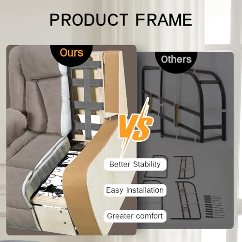 Recliner Chair, Oversized Rocker Recliners with 360 Degree Swivel Function, Multifunctional Recliner for Living Room Lazy Boy, Soft and Comfortable Modern Recliner (JoJo,Khaki)