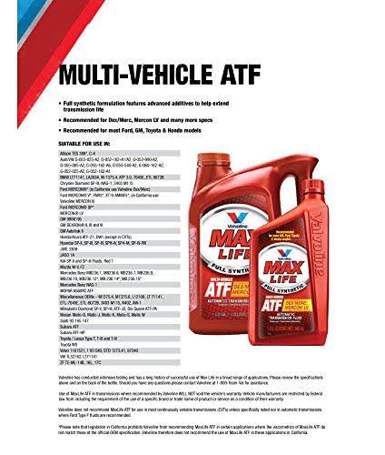 Valvoline Maxlife Full Synthetic Multi-Vehicle Automatic Transmission Fluid 1gal Case of 3 773775-3pk