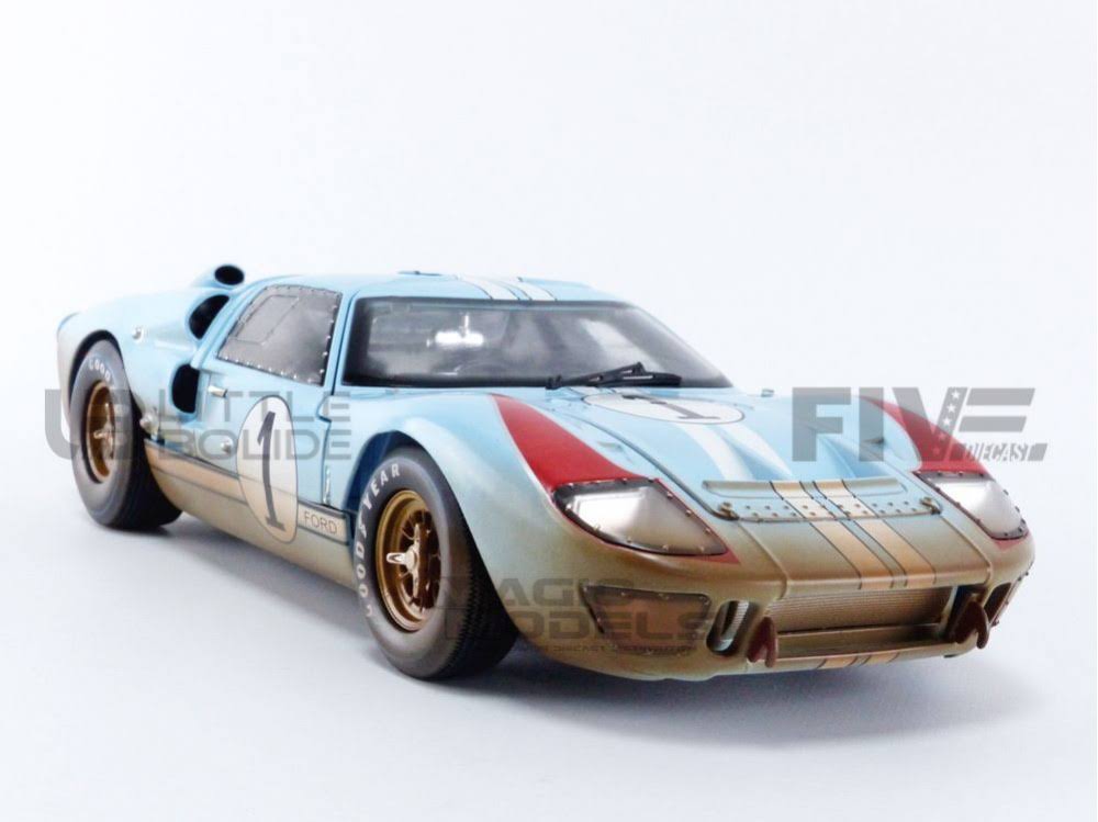 1966 Ford GT-40 MK II #1 Light Blue (Dirty Version) 1/18 Diecast Model Car by Shelby Collectibles