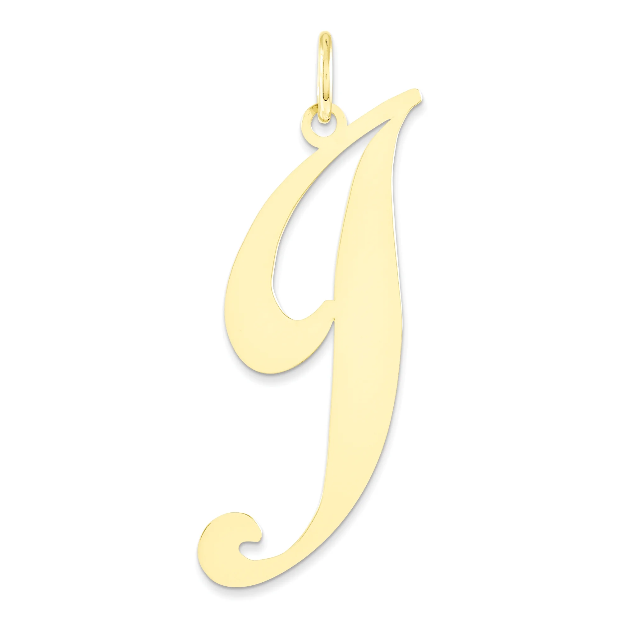 14k Yellow Gold Large Fancy Script Letter J Initial Charm Pendant