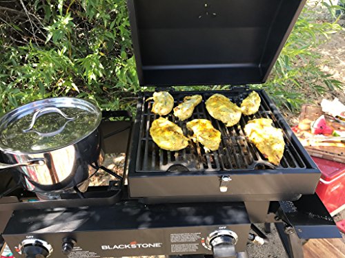 Blackstone Tailgater Stainless Steel 2 Burner Portable Gas Grill and Griddle Combo Total 35,000 BTUs for Indoor or Backyard, Outdoor, Patio, Picnic, Garden Cooking