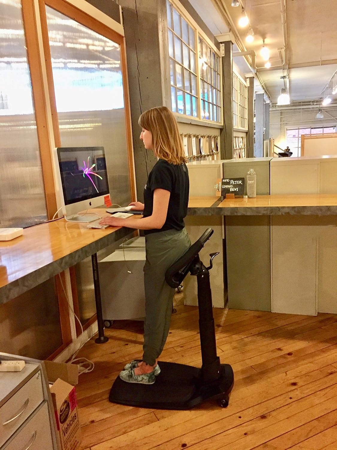 Best Standing Desk Chair for Leaning and Posture LeanRite Elite Ergonomic Back Pain Relief Includes Anti Fatigue mat (includes Xtra seat-cushion))
