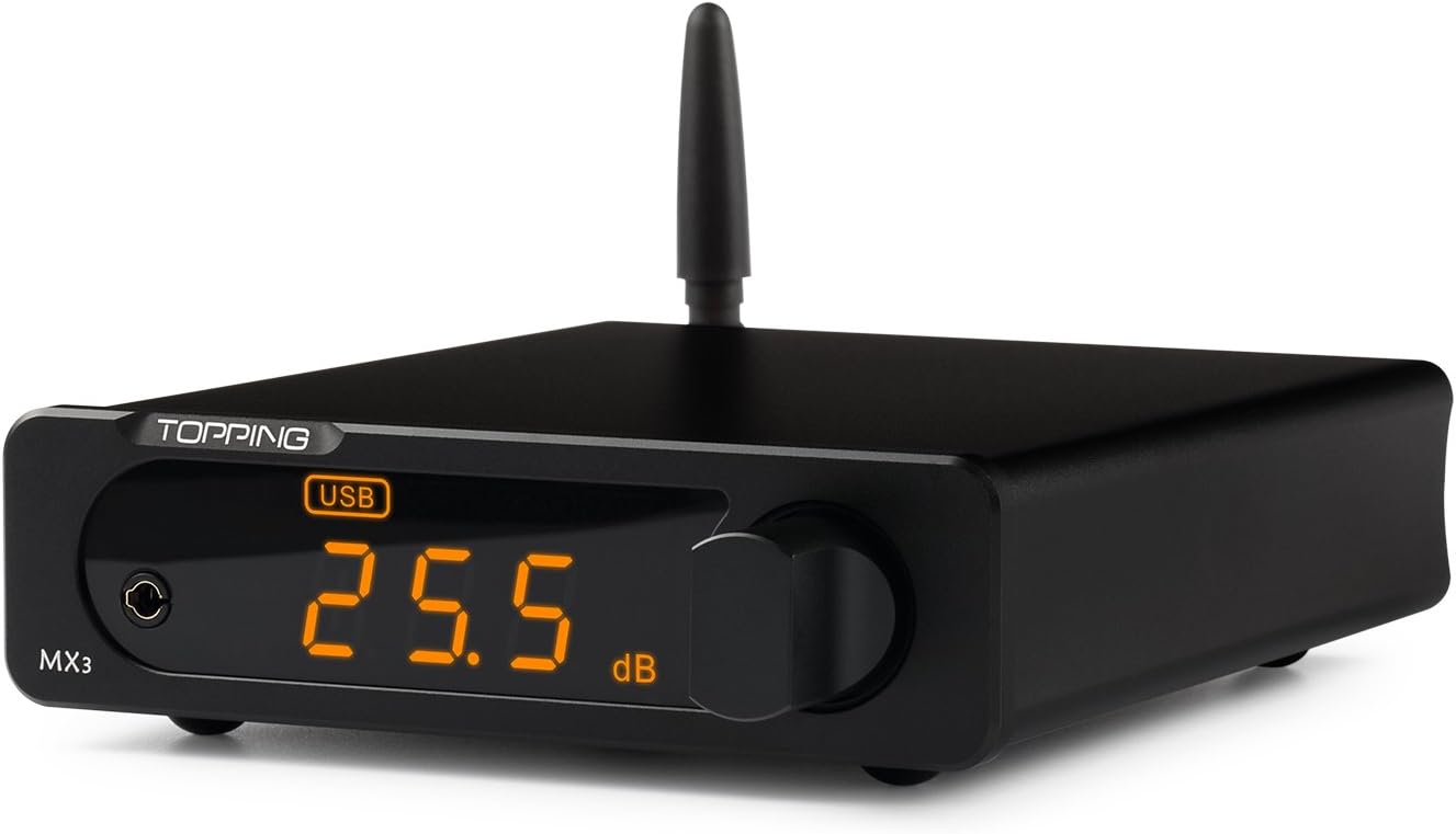 Topping MX5 Multi-Function Power Amplifier Digital HiFi Headphone Amp Audio Amplifier 70w x 2 USB Coaxial Fiber DAC Decoder Amplifiers Black