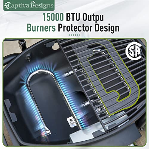 Captiva Designs 4-Burner Propane Gas BBQ Grill with Side Burner & Porcelain-Enameled Cast Iron Grates, 42,000 BTU Output Barbeque Grill for Outdoor Cooking Kitchen and Patio Backyard Barbecue, Golden