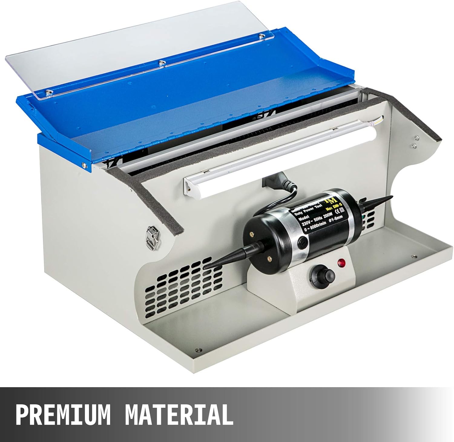VEVOR Polishing Buffing Machine 200W Jewelry Buffing Machine 110V Jewelry Polishing Tool Dust Collector with Light Table Top Jewelry Buffer Polisher