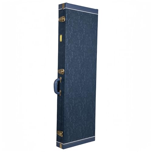 Crossrock Relief Series 335 Guitar Case for ES-335 & Semi-Hollow Electric Guitars | Carved Smoke Blue Finish, Monochrome Blue Velvet Interior, Lock – Premium Wooden Hardshell