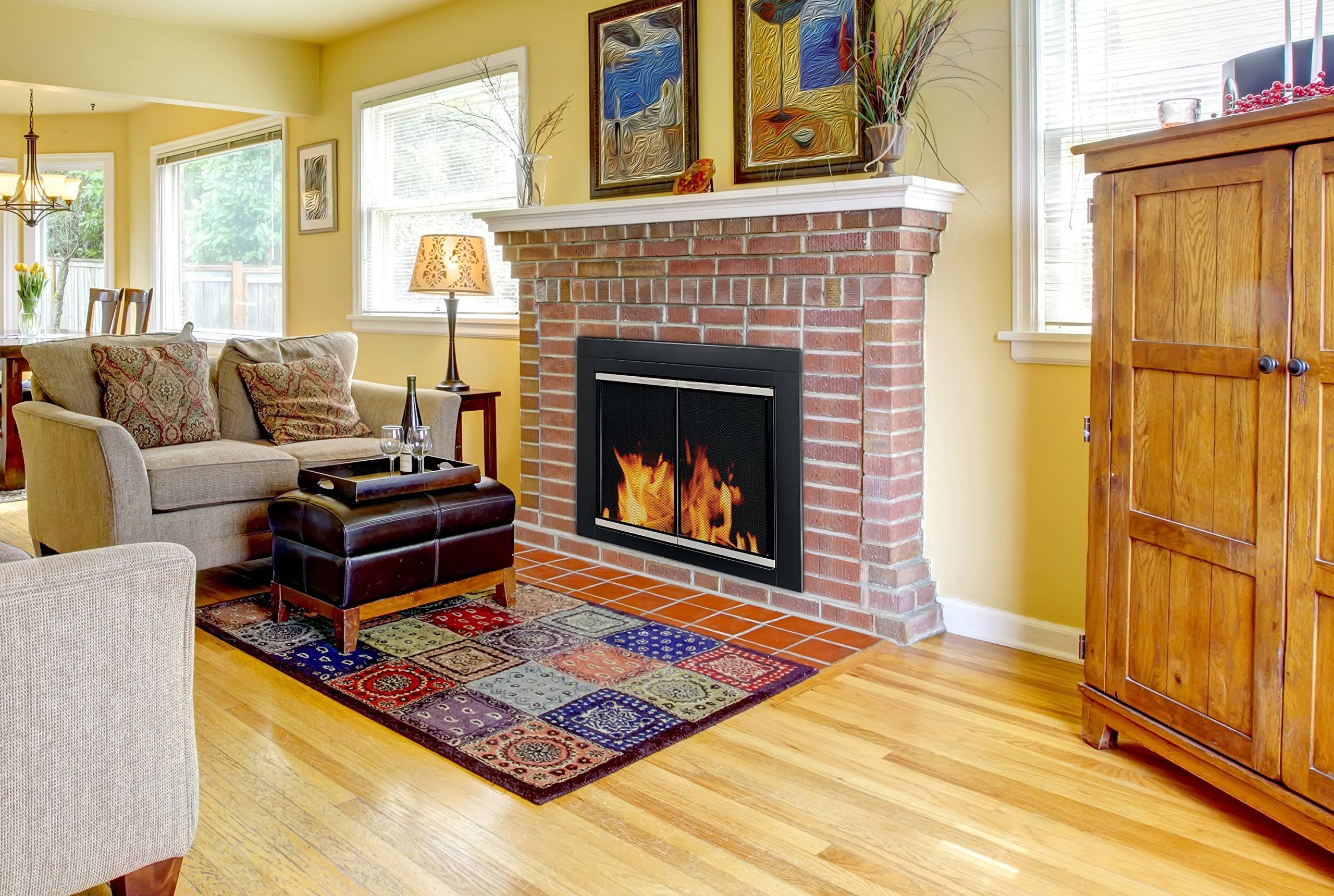 Pleasant Hearth AP-1130 Alsip Fireplace Glass DOOR, Black, Small