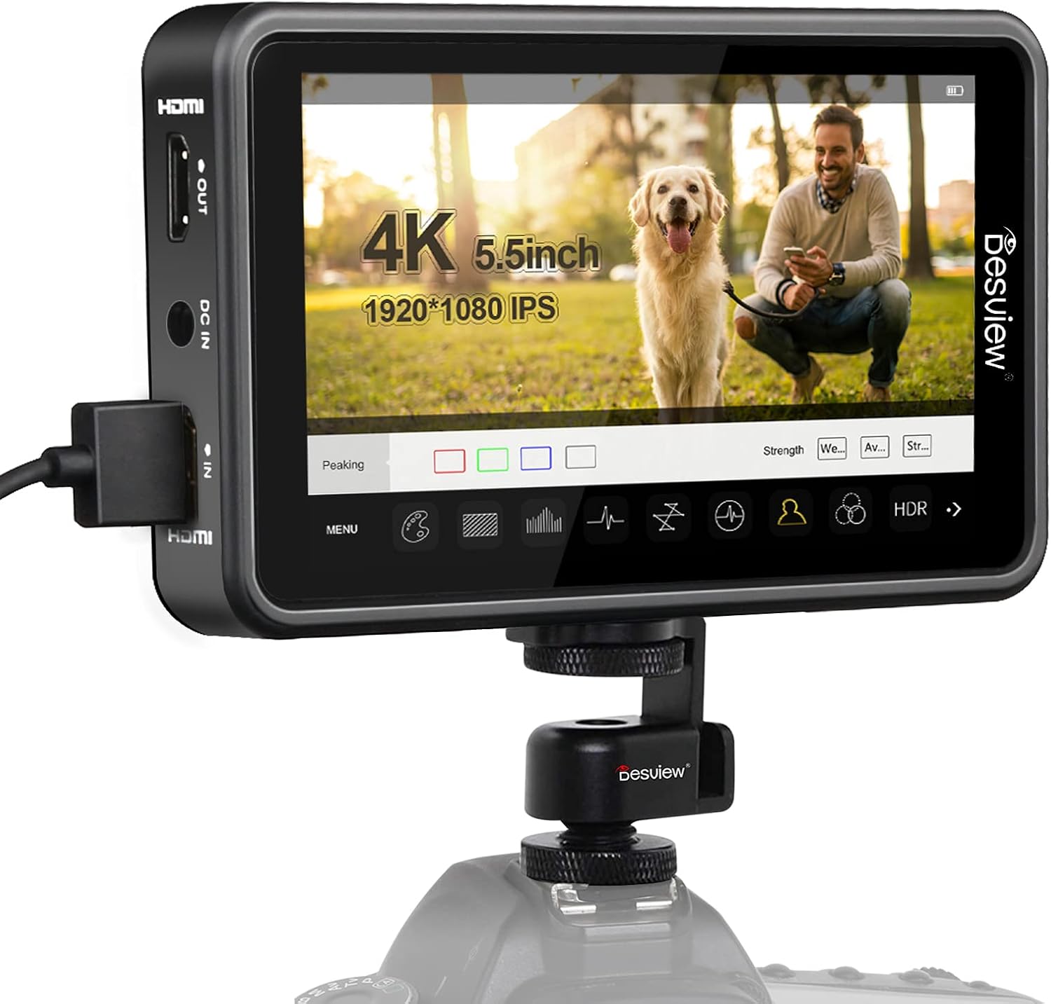 Desview R5 Camera Field Monitor, 5.5 inch Touch Screen Camera Monitor 1920x1080 IPS with HDR/3D-Luts Support 4K Input/Output for DSLR Camera