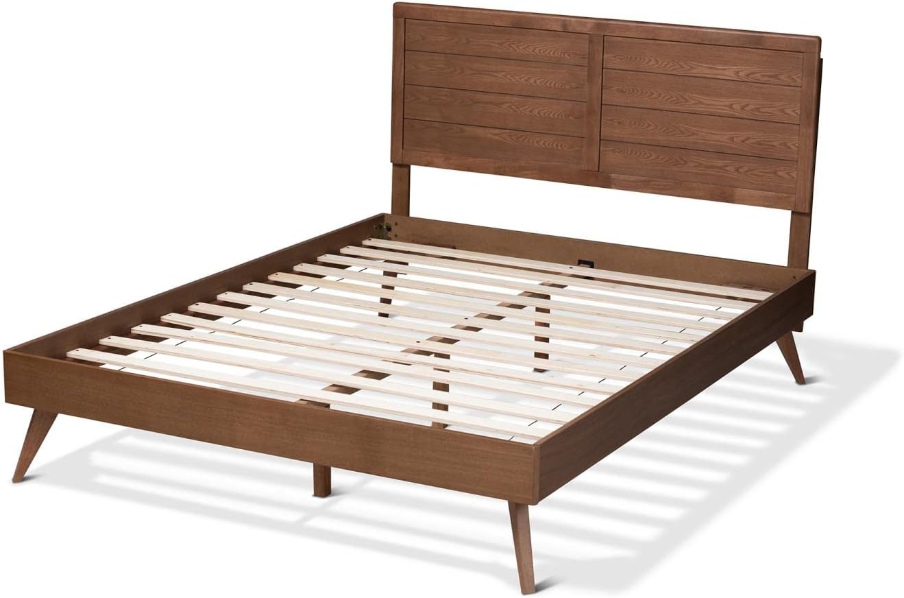 Baxton Studio Artemis Mid-Century Wood Queen Platform Bed in Walnut Brown