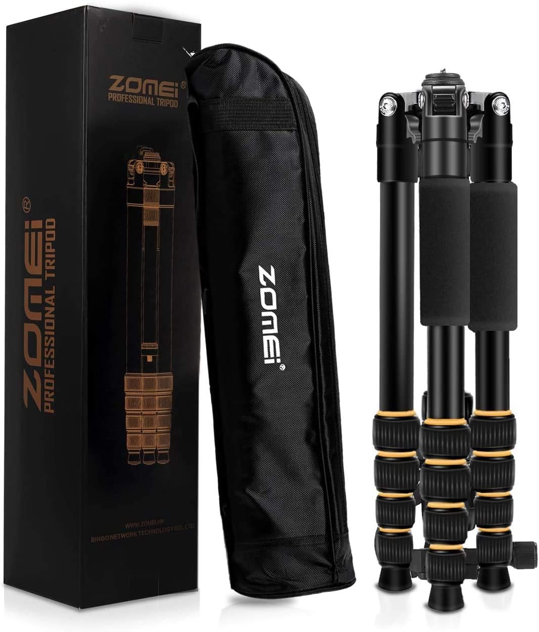 ZOMEi Camera Tripod 62 Light Weight DSLR Tripod with Ball Head Quick Release Plate and Carrying Case (Aluminum Tripod)