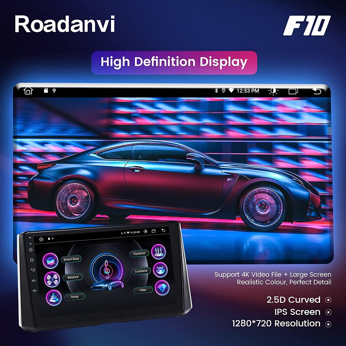 Roadanvi for Toyota Corolla 2019 2020 Car Stereo Radio for Car Navigation Carplay Android Auto Bluetooth 1280x720 IPS Touch Screen 4GB+64GB