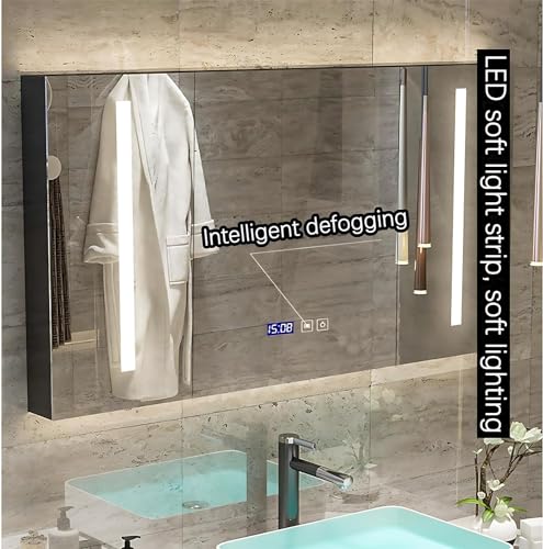 Double Bathroom Bathroom Vanity with Sink - Floating Bathroom Vanity with LED Smart Defog Mirror Cabinet, Solid Wood Bathroom Vanity, Wall Mounted, Stylish Design (Single Sink 36")