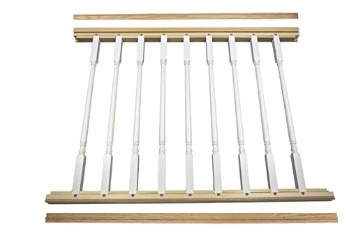 DIY Indoor Stair Rail Section Kit with Primed White Wood Colonial Balusters (5141 Style, 1 1/4" thick) (7 foot 6 inches, Rake)