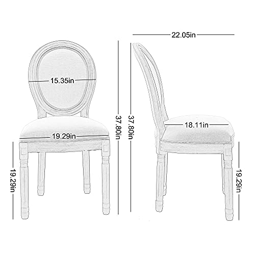 Dining Chairs Set of 2, French Dinning Chairs, Fabric Cane Upholstered Dining Room Chairs, Farmhouse Kitchen Chairs, with Beautifully Carved Solid Wood Frame for Home,Office, Restaurant (Style 2)