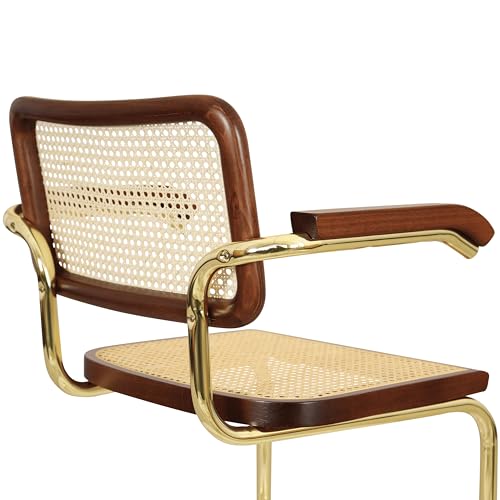 Breuer Chair Company Marcel Breuer Cesca Cane Cantilever Armchair Arm Chair w/Brass Steel Frame Black Wood & Black Cane