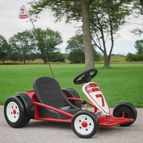 Radio Flyer 36V Battery-Powered Kids Electric Go-Kart with Adjustable Seat, Rubber Wheels, Grey