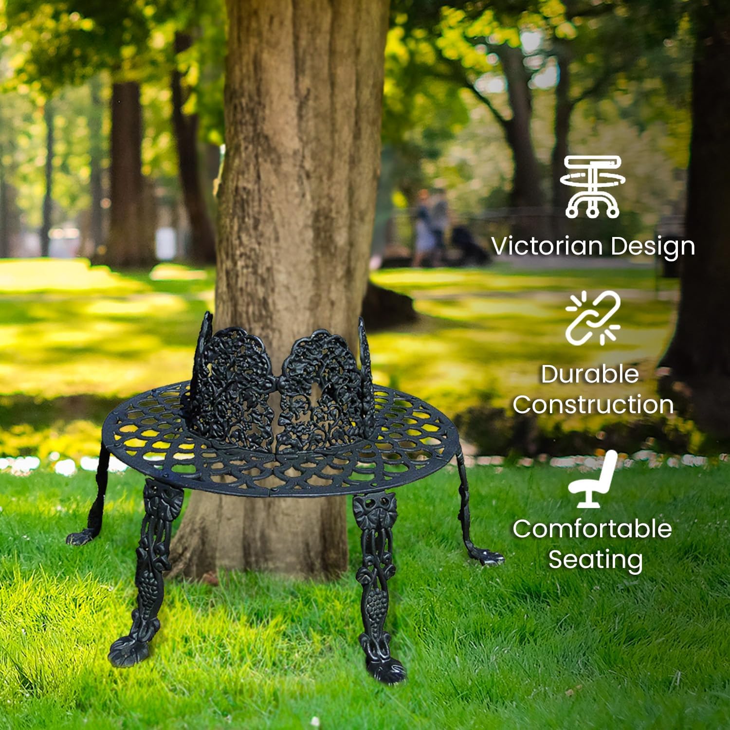 The King's Bay Victorian Tree Surround Vintage Replica Garden Furniture Old Style Outdoor Bench