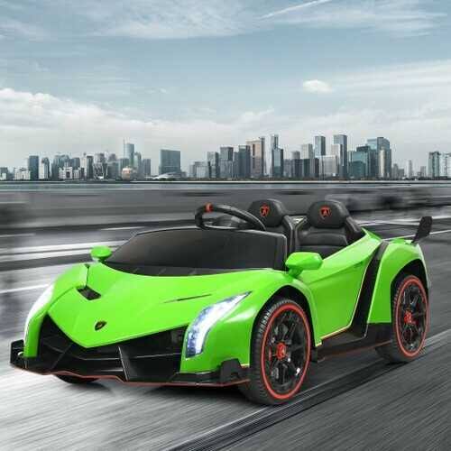 12V 2-Seater Licensed Lamborghini Kids Ride on Car with RC and Swing Function-Green
