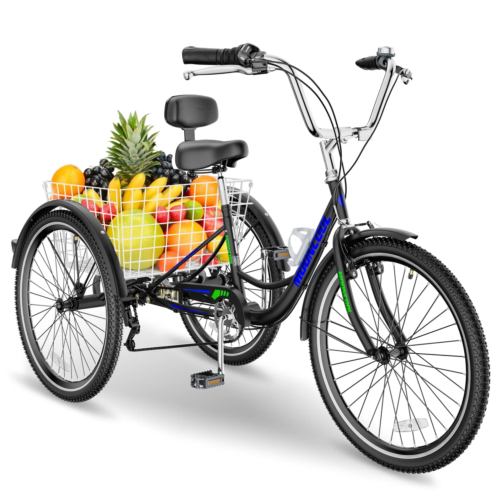 FICISOG 26 Adult Tricycle, 3 Wheel 7 Speed Bikes,450lbs Capacity Cruise Trike with Shopping Basket