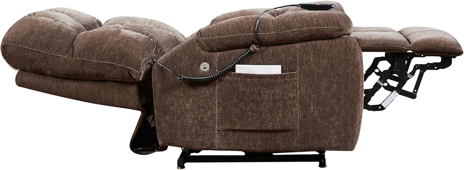 Recliner Chair for Adults Elderly with Dual Motor Infinite Position Airbag Massage & Heating, 2 Side Pockets, USB Charge Ports, 4-Button Hand Controller, Electric Lift Rocker Home Theater Sofa